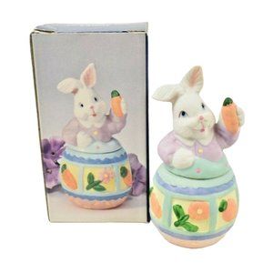 Vintage Nobel Hall 4 inch Ceramic Mini Bunny Egg Candle with box